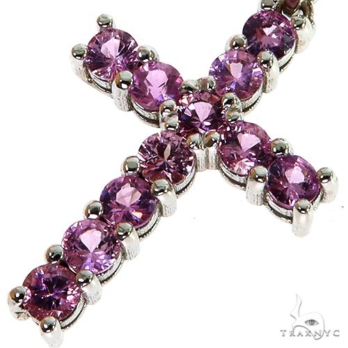 14K Rose Gold Mini Pink Sapphire Cross Set, view 3