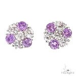 Mini Lilac Ice Sapphire Diamond Flower Earrings 67214 - Image 1