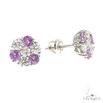 Mini Lilac Ice Sapphire Diamond Flower Earrings 67214 - Image 2