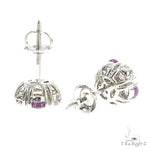 Mini Lilac Ice Sapphire Diamond Flower Earrings 67214 - Image 3