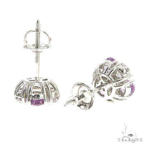 Mini Lilac Ice Sapphire Diamond Flower Earrings 67214 - Image 3