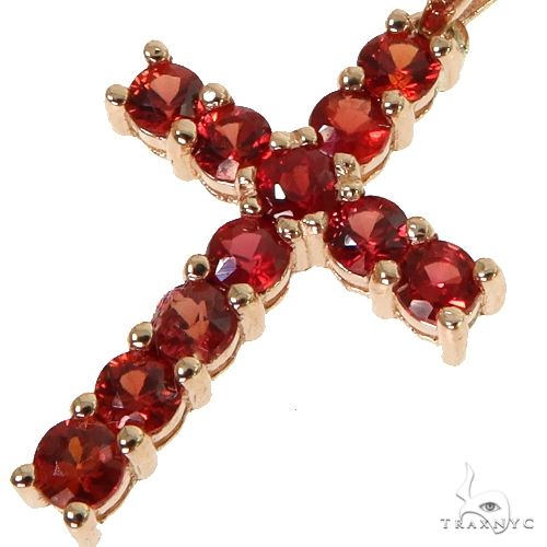 Mini Blood Red Sapphire Cross Set 67667 | TraxNYC