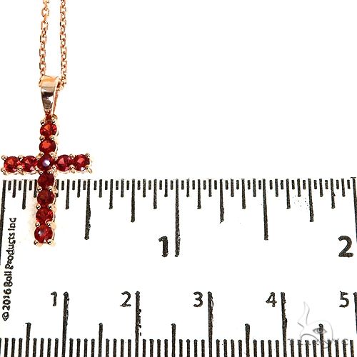 14K Gold Mini Blood Red Sapphire Cross Set, photo 6 of 7