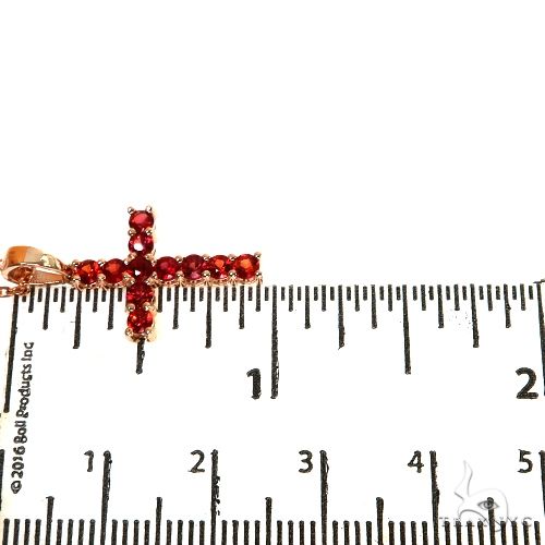 14K Gold Mini Blood Red Sapphire Cross Set, photo 7 of 7
