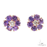 Violet Bloom Sapphire Diamond Flower Earrings 66906 - Image 1