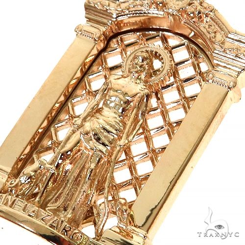 14K Gold Mini Solid St. Lazarus Pendant, photo 3 of 6