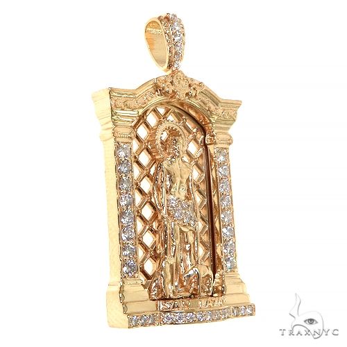 14K Gold Mini St. Lazarus Diamond Pendant, photo 2 of 6