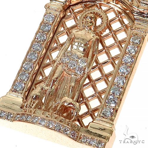 14K Gold Mini St. Lazarus Diamond Pendant, photo 3 of 6