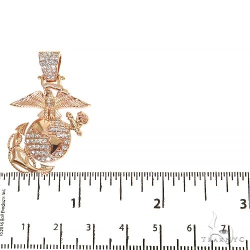 14K Gold Mini US Marines Logo Diamond Pendant, photo 5 of 6