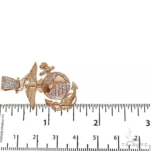 14K Gold Mini US Marines Logo Diamond Pendant, photo 6 of 6