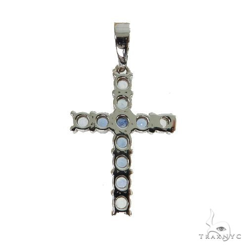 14K Gold Mini Water Sapphire Cross Pendant, view 3