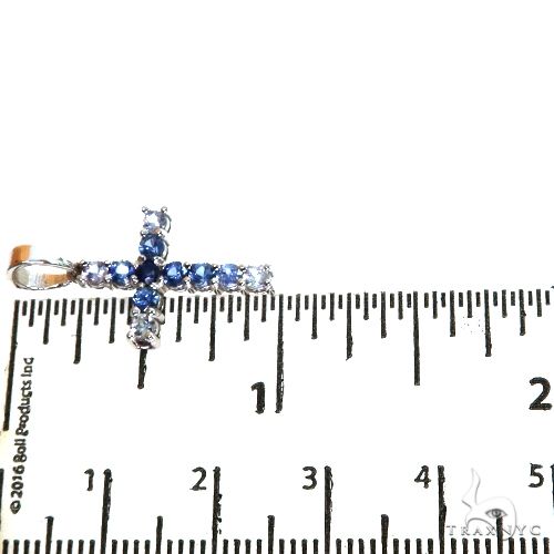 14K Gold Mini Water Sapphire Cross Pendant, view 5