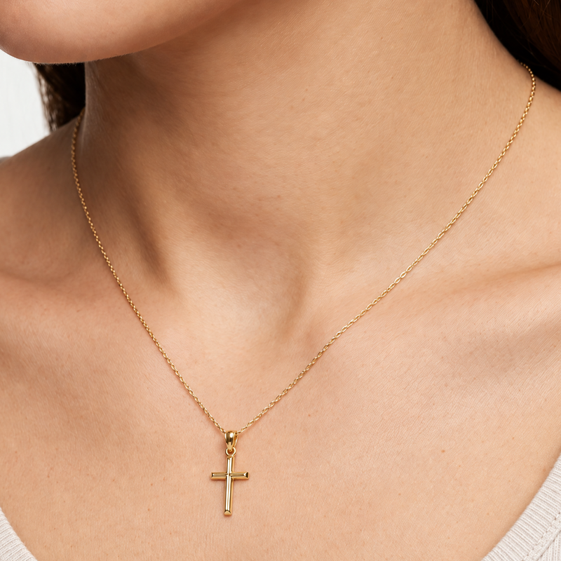Mini 14k Gold Cross Pendant, view 10