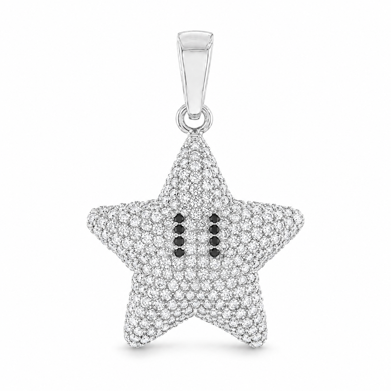 Mini Mario Star Diamond Pendant in 14K gold, view 3