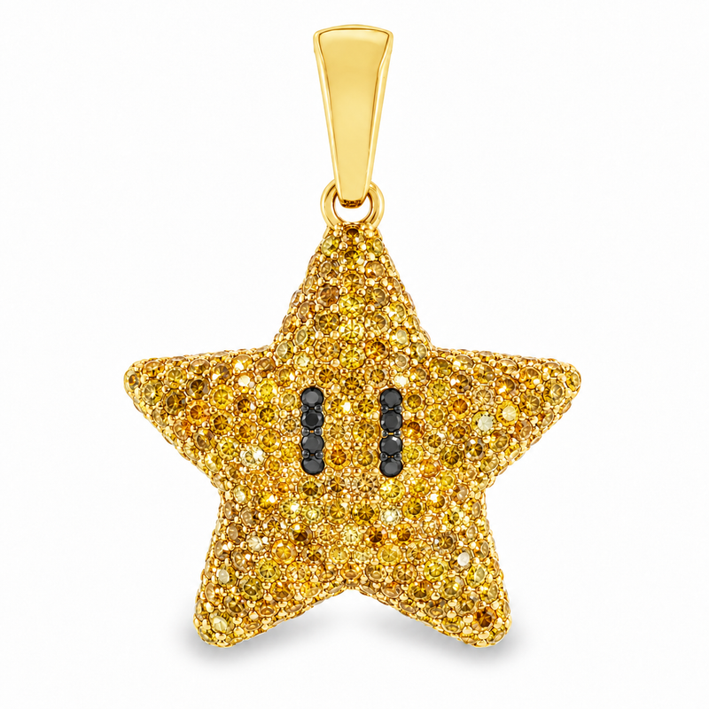 Mini Mario Star Yellow Diamond Pendant in 14K gold