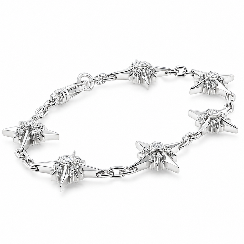 Mini UFO Silver Natural Diamond Bracelet 71728