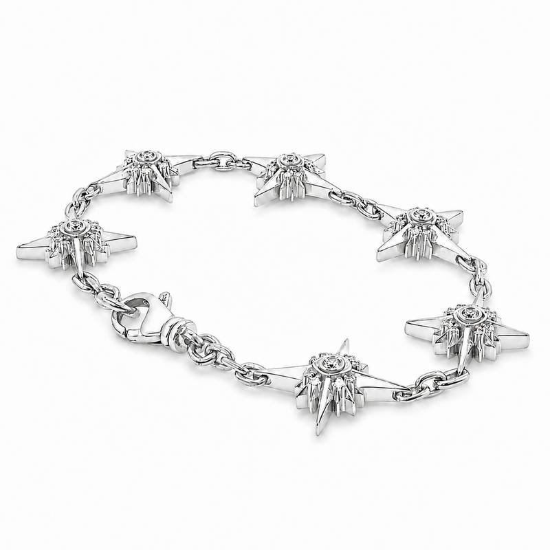 Mini UFO Silver Natural Diamond Bracelet 71728