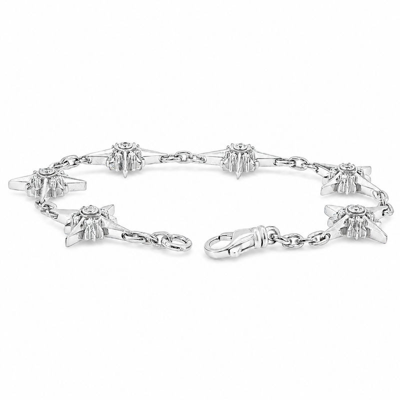 Mini UFO Silver Natural Diamond Bracelet 71728