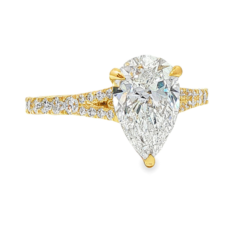 14K Gold 2 Ct Mirabella Pear Lab-Grown Diamond Engagement Ring, photo 3 of 8