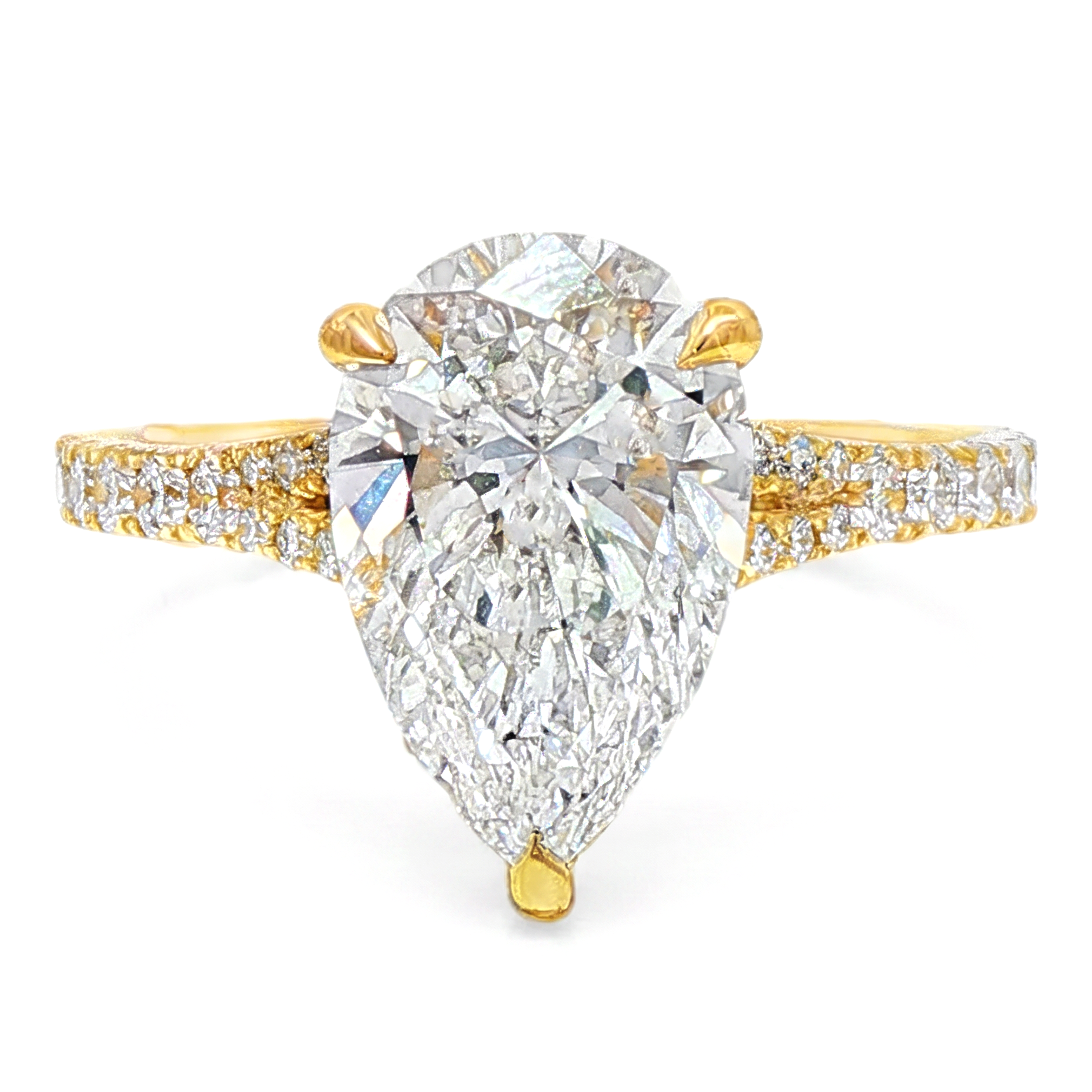 ＊ベリーページ Pear Engagement Ring 3 Ct, Pavé Band | Mirabella – TraxNYC