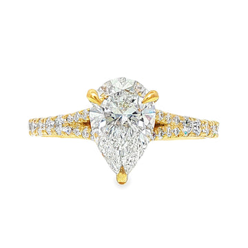 Pear cut 1.50 carat diamond engagement ring in a classic three-prong setting