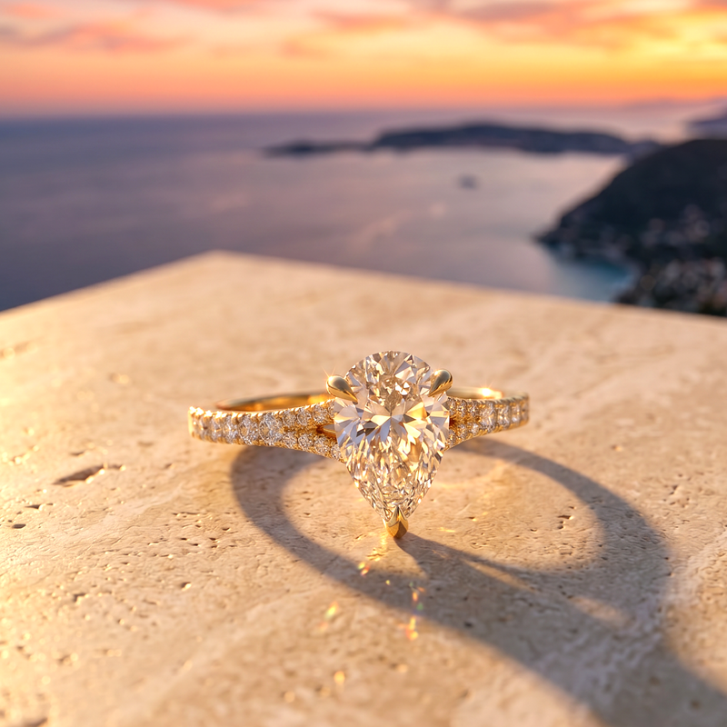 14K Gold 1.50 Ct Mirabella Pear Lab-Grown Diamond Engagement Ring, photo 8 of 9