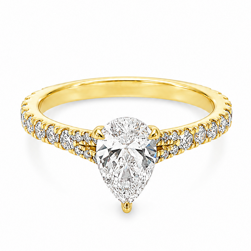 14K Gold 1 Ct Mirabella Pear Lab-Grown Diamond Engagement Ring, photo 3 of 10