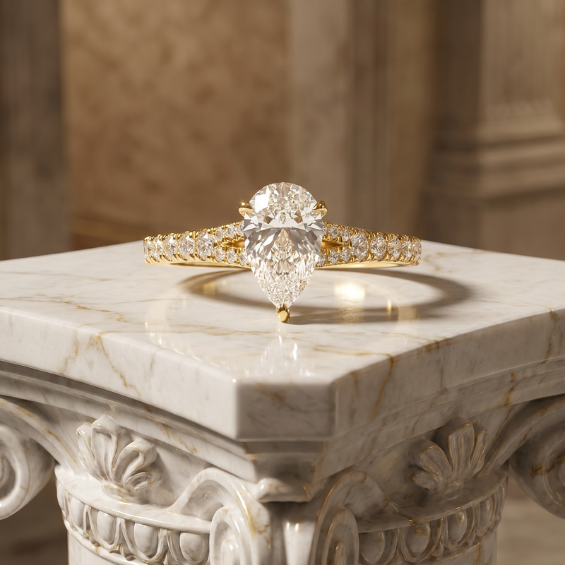 14K Gold 1 Ct Mirabella Pear Lab-Grown Diamond Engagement Ring, photo 9 of 10