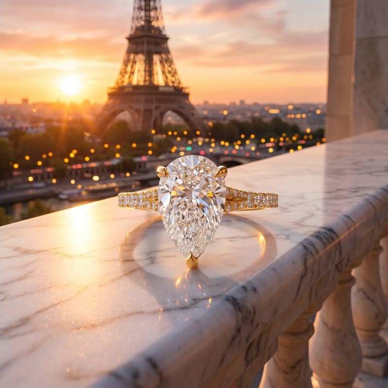 14K Gold 3 Ct Mirabella Pear Lab-Grown Diamond Engagement Ring, photo 9 of 9