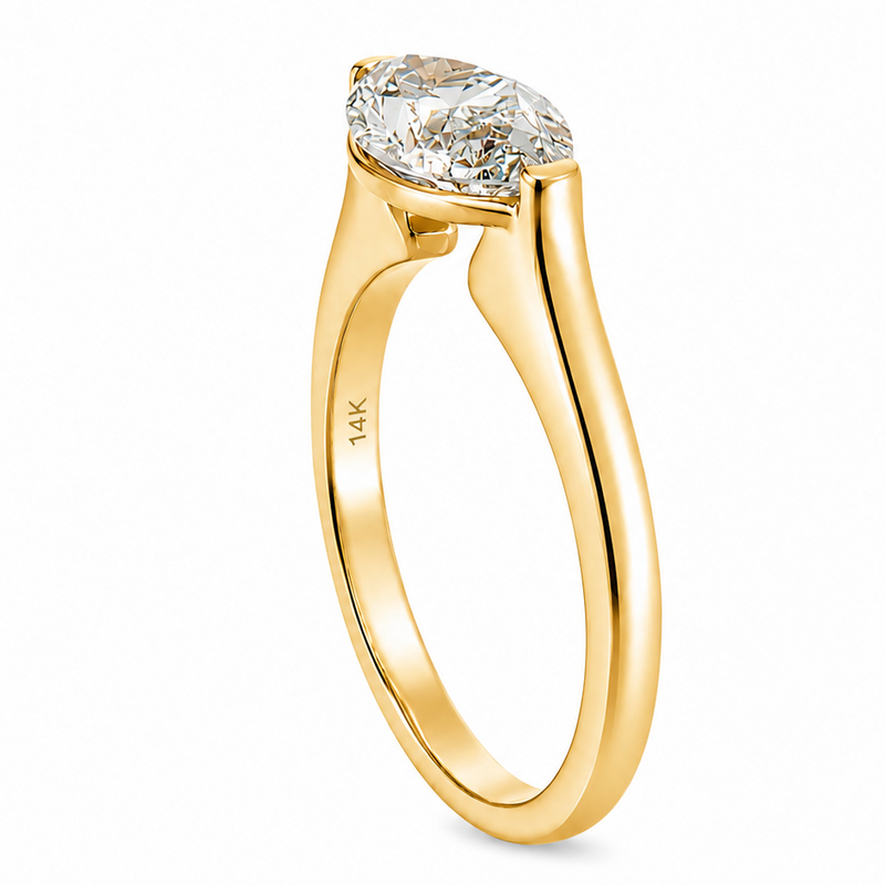 Modern East-West Marquise Engagement Ring 71622