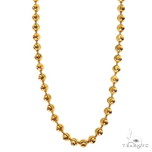 Moon cut chain in 10K yellow gold – 3mm faceted links, full-length front view