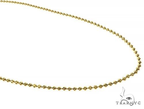 10K yellow gold moon cut chain 2mm – close-up of faceted bead links in yellow gold