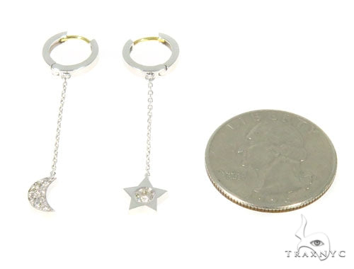 Moon and Star Diamond Earrings Necklace Set 45207 - Image 5