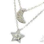 Moon and Star Diamond Earrings Necklace Set 45207 - Image 8
