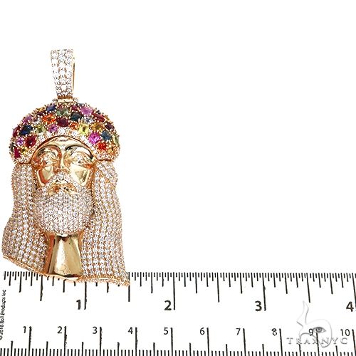 Buy Multi Color Sapphire Crown Diamond Jesus Pendant 67396 – TraxNYC