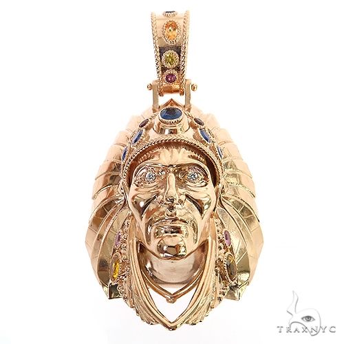 Multi Color Sapphire Indian Head Pendant 68885 - Image 1