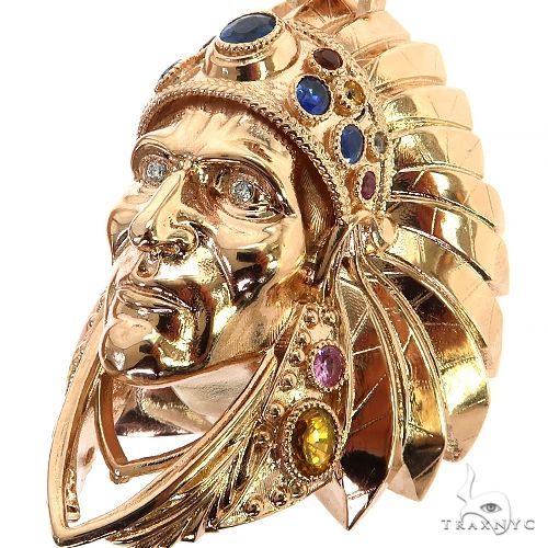 Multi Color Sapphire Indian Head Pendant 68885 - Image 3
