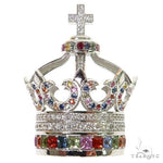 Multi Color Sapphire and Diamond Crown Pendant 68895 - Image 1