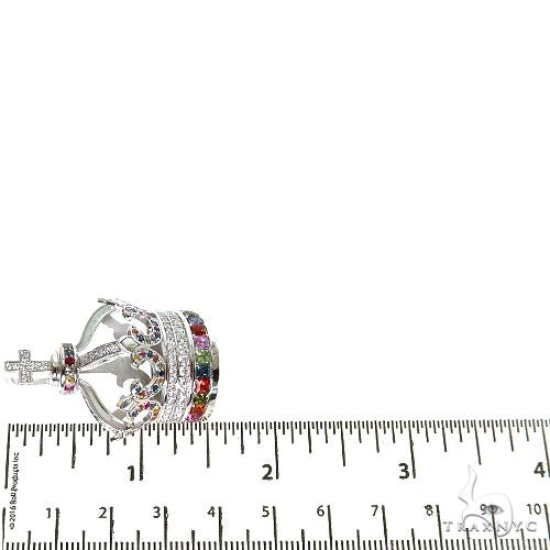 Multi Color Sapphire and Diamond Crown Pendant 68895 - Image 6