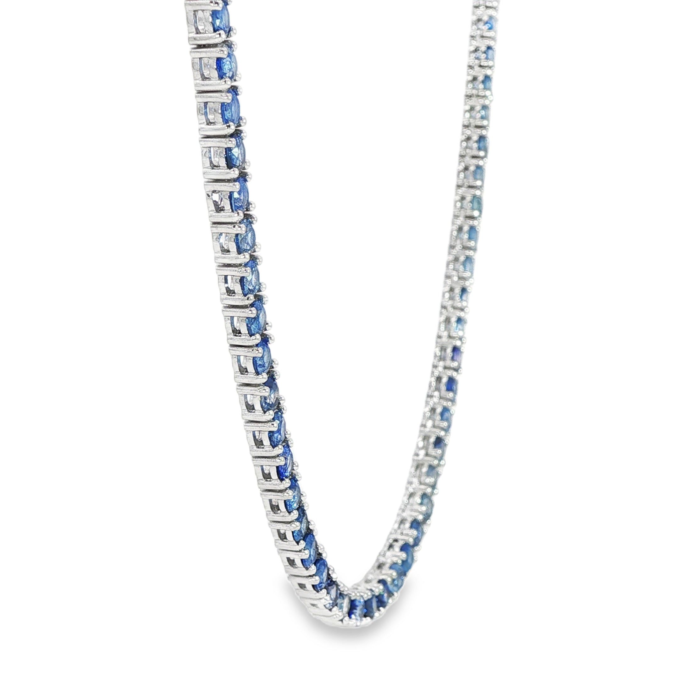 Blue Sapphire Tennis Chain 71083 | TraxNYC