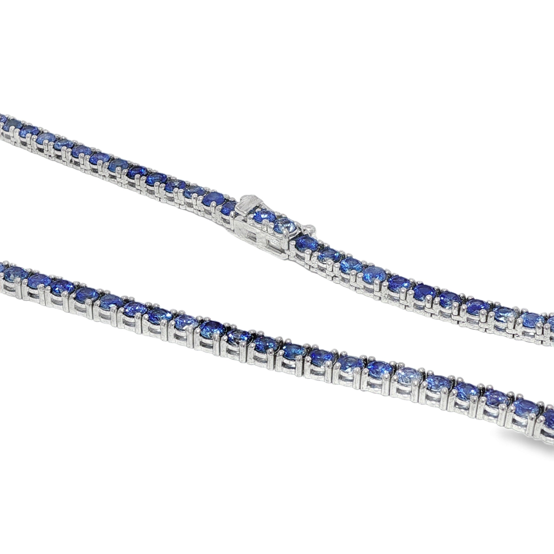 Blue Sapphire Tennis Chain 71083 | TraxNYC