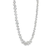White gold diamond tennis chain with multi-shaped stones in a continuous link design.