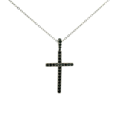 Silver Black Diamond Cross Set