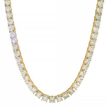 22-inch yellow gold tennis chain with round-cut 80 pointer diamonds.