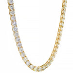 22-inch yellow gold tennis chain with round-cut 80 pointer diamonds.
