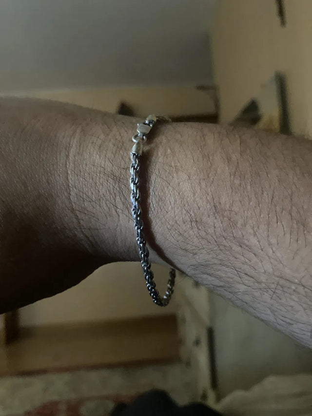 Nathaniel L. wearing the .925 Silver Rope Bracelet 3mm 71462