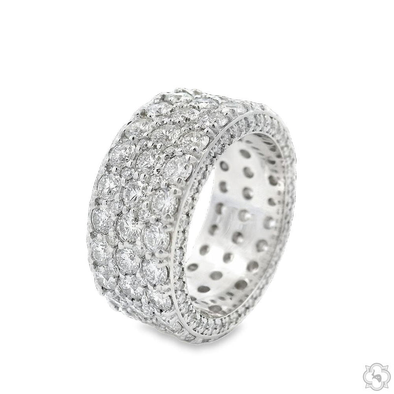 14K Gold Natural Diamond Triple Row Eternity Band, photo 3 of 3