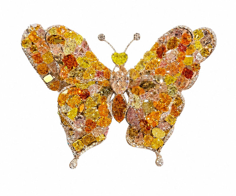 Natural Fancy Diamond Moving Butterfly Brooch