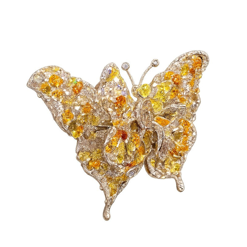 Natural Fancy Diamond Moving Butterfly Brooch, view 2