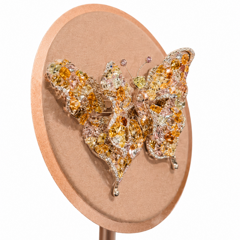 Natural Fancy Diamond Moving Butterfly Brooch, view 4